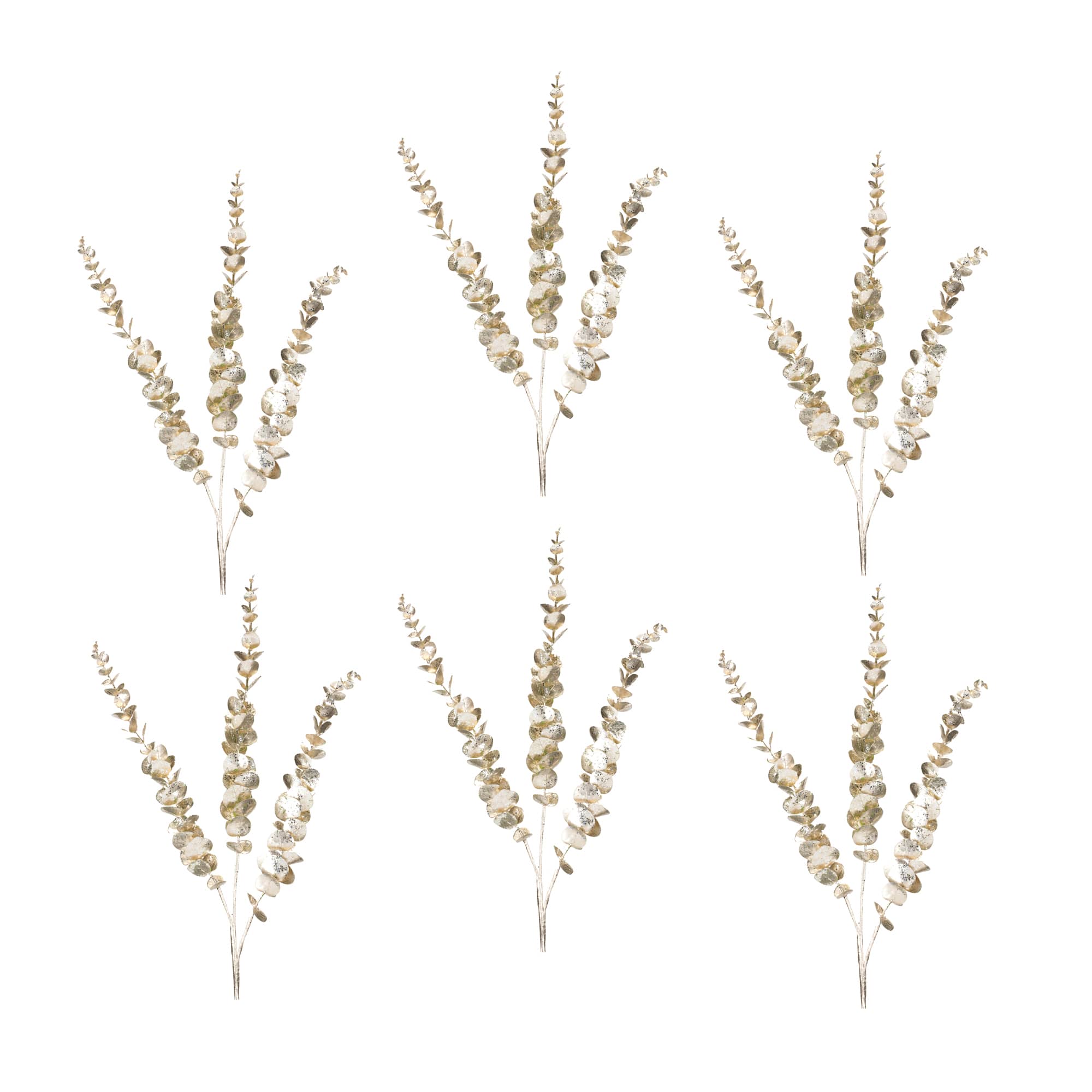 36" Champagne Glittered Eucalyptus Sprays, 6ct.